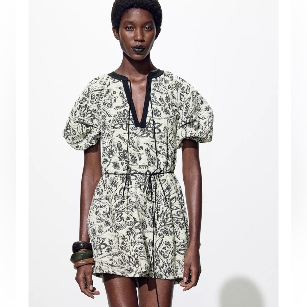 🎉SALE🎉NWT ZARA BELTED JACQUARD DRESS
